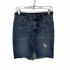 Kut from the Kloth Hannah Distressed Denim Skirt Size 4